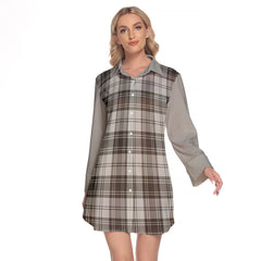 Glendinning Tartan Women's Lapel Shirt Dress With Long Sleeve