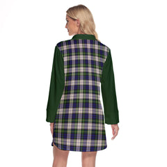 Gordon Dress Modern Tartan Women's Lapel Shirt Dress With Long Sleeve