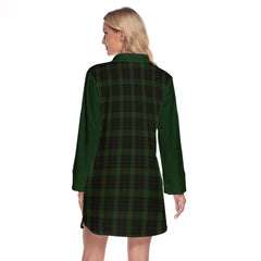 Gunn Logan Tartan Women's Lapel Shirt Dress With Long Sleeve