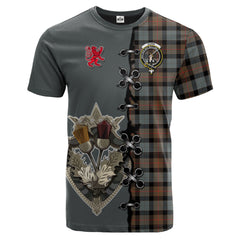 Gunn Weathered Tartan T-shirt - Lion Rampant And Celtic Thistle Style