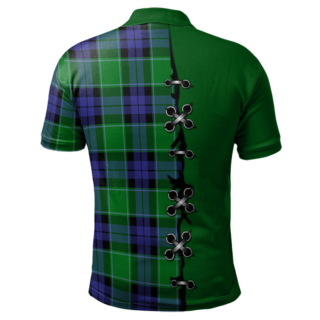 Haldane Tartan Polo Shirt - Lion Rampant And Celtic Thistle Style