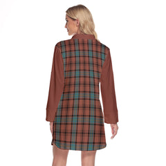 Hannay Dress Tartan Women's Lapel Shirt Dress With Long Sleeve