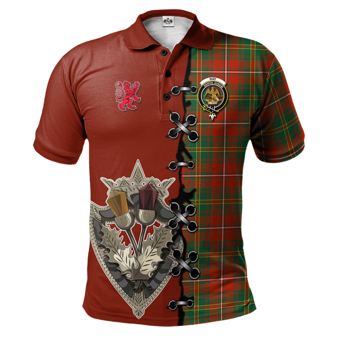 Hay Ancient Tartan Polo Shirt - Lion Rampant And Celtic Thistle Style