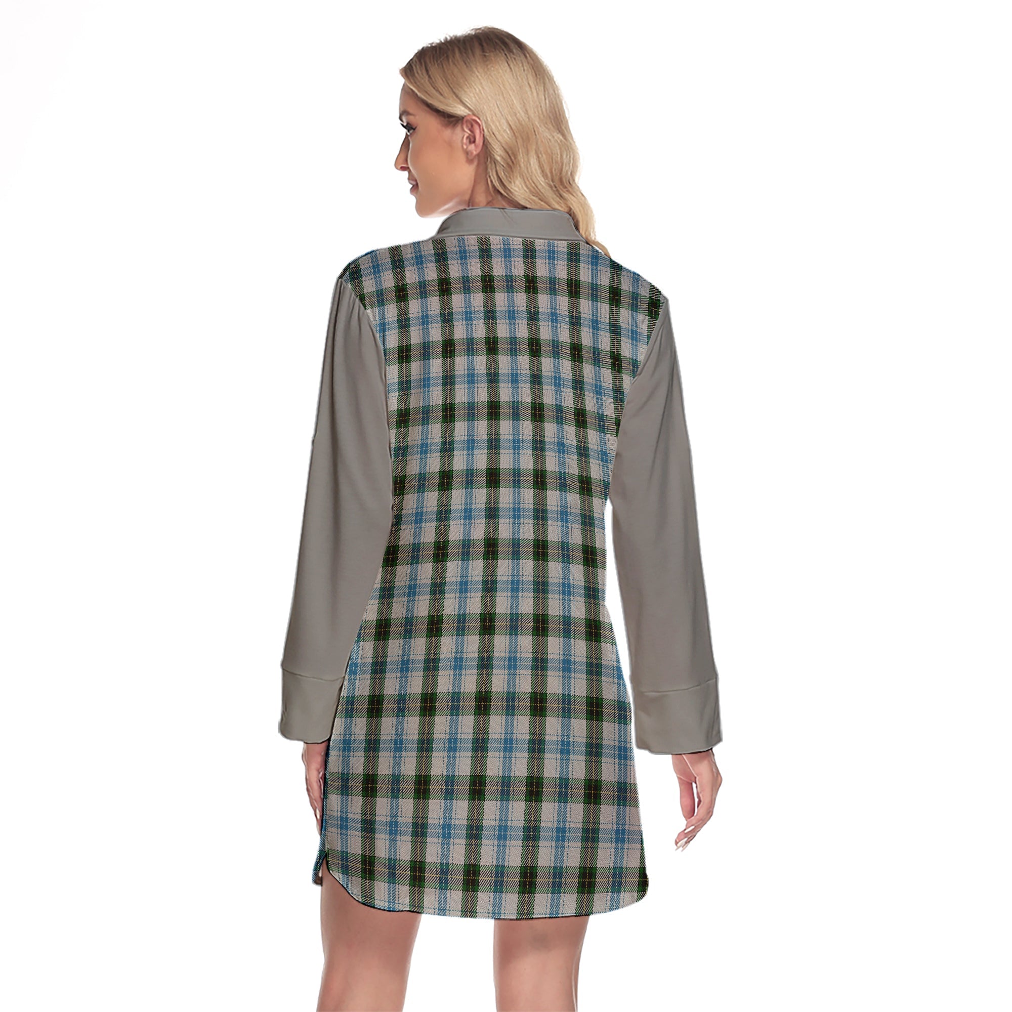 Henderson Dress Tartan Women's Lapel Shirt Dress With Long Sleeve