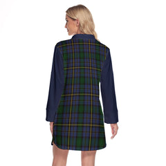 Hope Clan Originaux Tartan Women's Lapel Shirt Dress With Long Sleeve