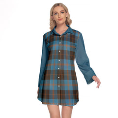 Horsburgh Tartan Women's Lapel Shirt Dress With Long Sleeve