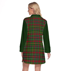 Hunter Wilsons Tartan Women's Lapel Shirt Dress With Long Sleeve