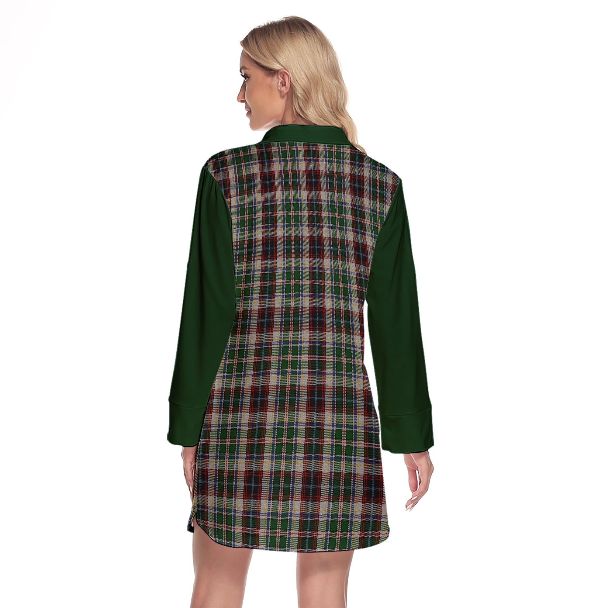 Innes Dress Tartan Women's Lapel Shirt Dress With Long Sleeve