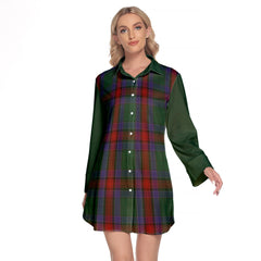 Jardine Dress Tartan Women's Lapel Shirt Dress With Long Sleeve