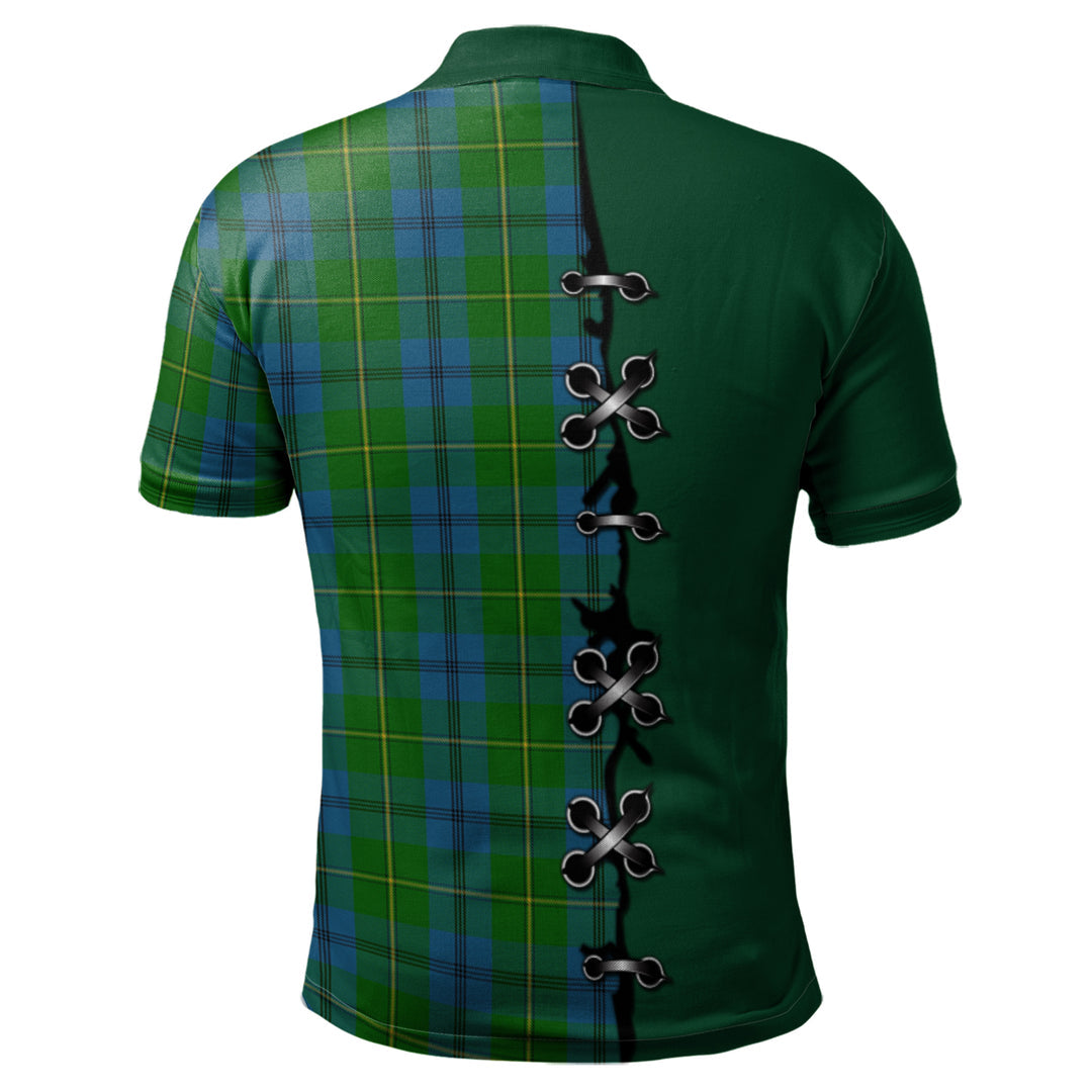 Johnston Tartan Polo Shirt - Lion Rampant And Celtic Thistle Style