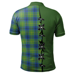 Johnston Ancient Tartan Polo Shirt - Lion Rampant And Celtic Thistle Style
