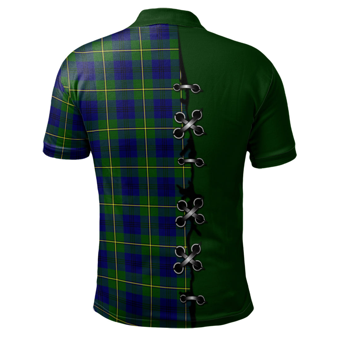 Johnstone Modern Tartan Polo Shirt - Lion Rampant And Celtic Thistle Style