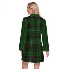 MacAulay Of Lewis Tartan Women's Lapel Shirt Dress With Long Sleeve