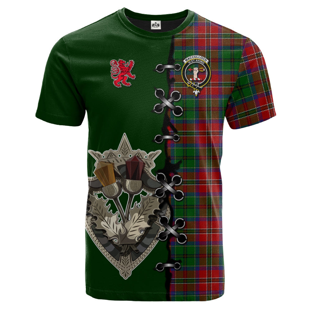 MacCulloch Tartan T-shirt - Lion Rampant And Celtic Thistle Style