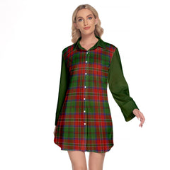 MacCulloch Tartan Women's Lapel Shirt Dress With Long Sleeve