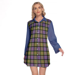 MacDonald Ancient Tartan Women's Lapel Shirt Dress With Long Sleeve