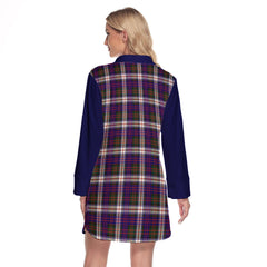 MacDonald Dress Modern Tartan Women's Lapel Shirt Dress With Long Sleeve