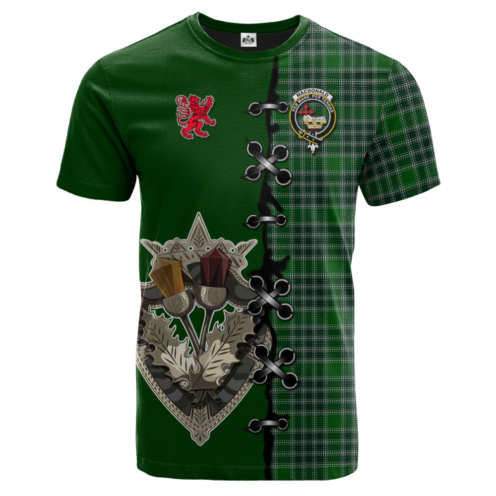 MacDonald Lord of the Isles Hunting Tartan T-shirt - Lion Rampant And Celtic Thistle Style