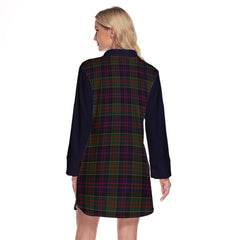 MacDonald Of Clanranald Tartan Women's Lapel Shirt Dress With Long Sleeve