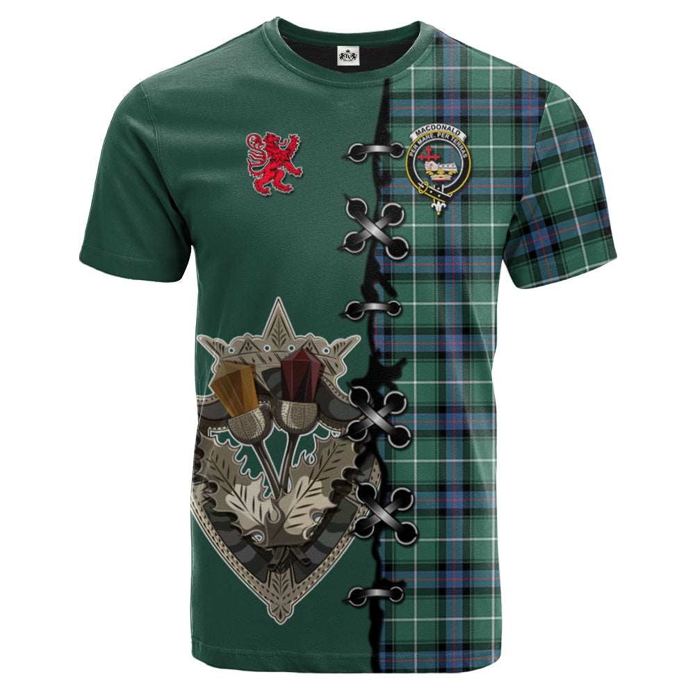 MacDonald of the Isles Hunting Ancient Tartan T-shirt - Lion Rampant And Celtic Thistle Style