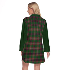 MacFarlane Hunting Tartan Women's Lapel Shirt Dress With Long Sleeve