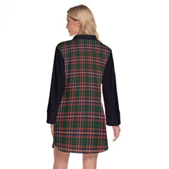 MacFarlane Hunting Modern Tartan Women's Lapel Shirt Dress With Long Sleeve