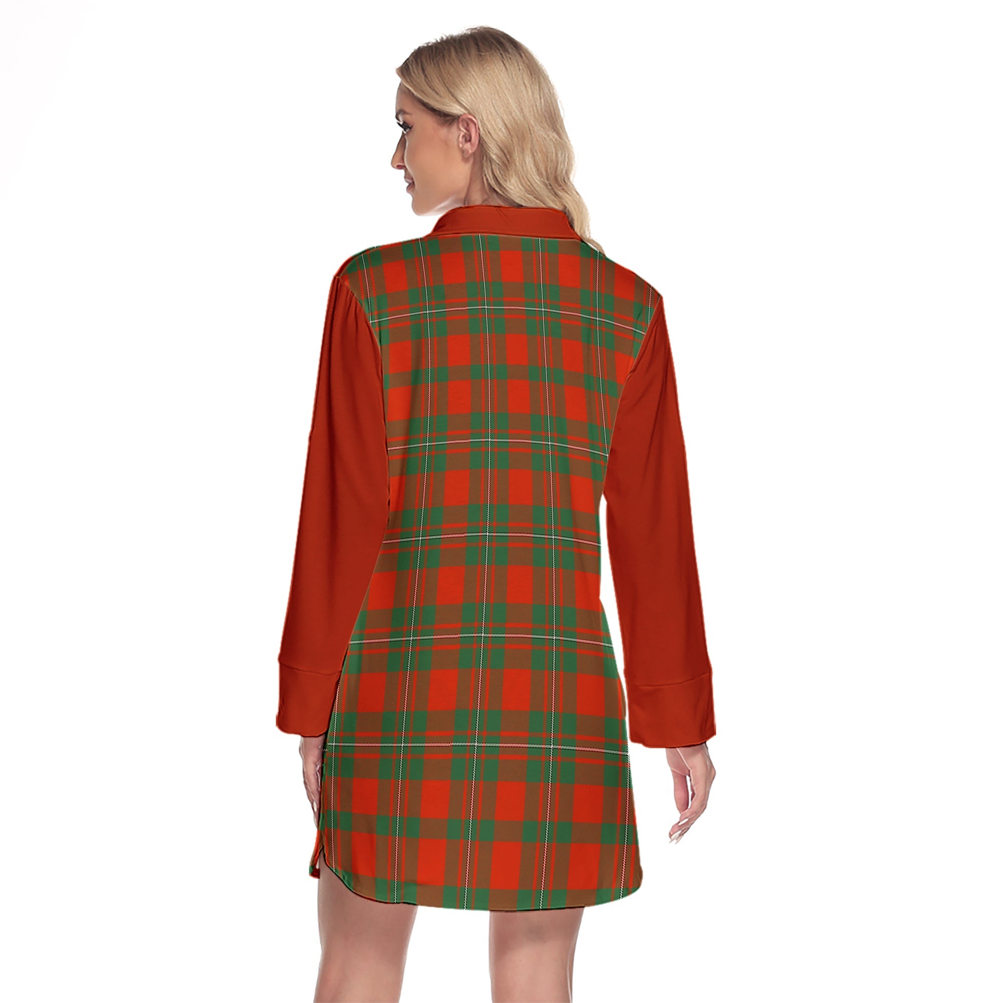 MacGregor Ancient Tartan Women's Lapel Shirt Dress With Long Sleeve