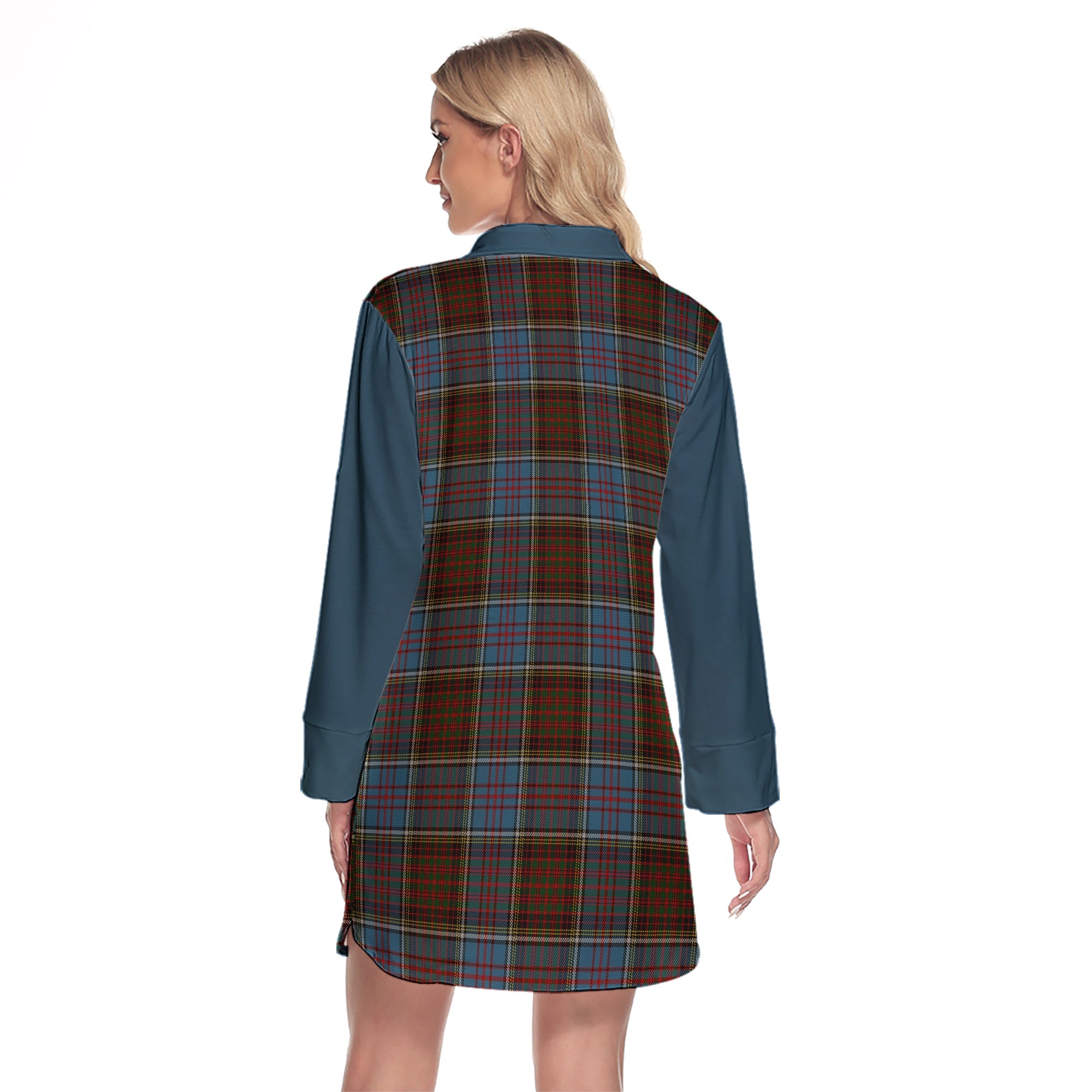 MacGregor Hastie Tartan Women's Lapel Shirt Dress With Long Sleeve