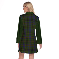 MacInnes Tartan Women's Lapel Shirt Dress With Long Sleeve