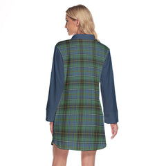 MacInnes Ancient Tartan Women's Lapel Shirt Dress With Long Sleeve