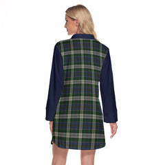 MacInnes Dress Tartan Women's Lapel Shirt Dress With Long Sleeve