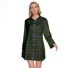 MacIntyre Tartan Women's Lapel Shirt Dress With Long Sleeve