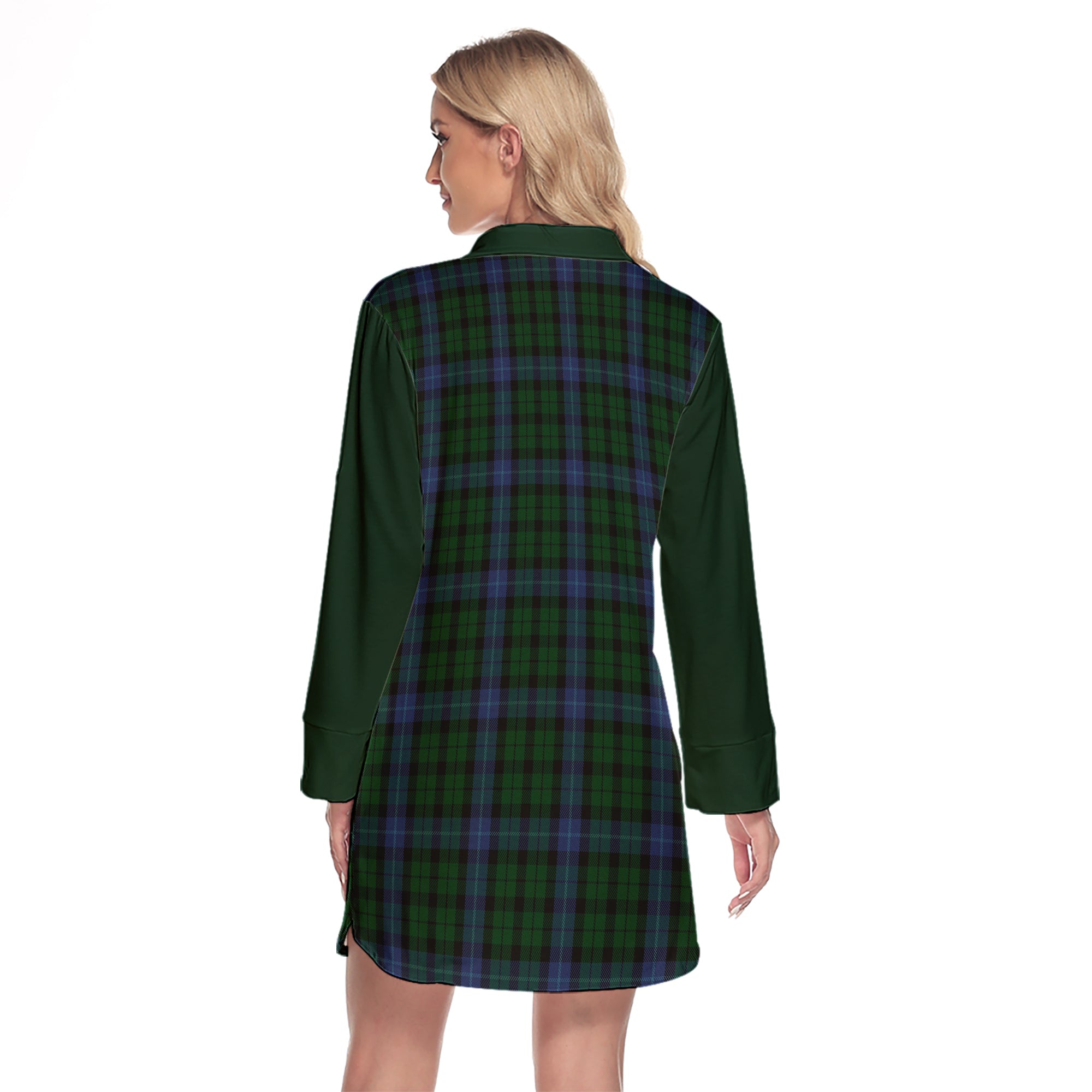 MacIntyre Tartan Women's Lapel Shirt Dress With Long Sleeve