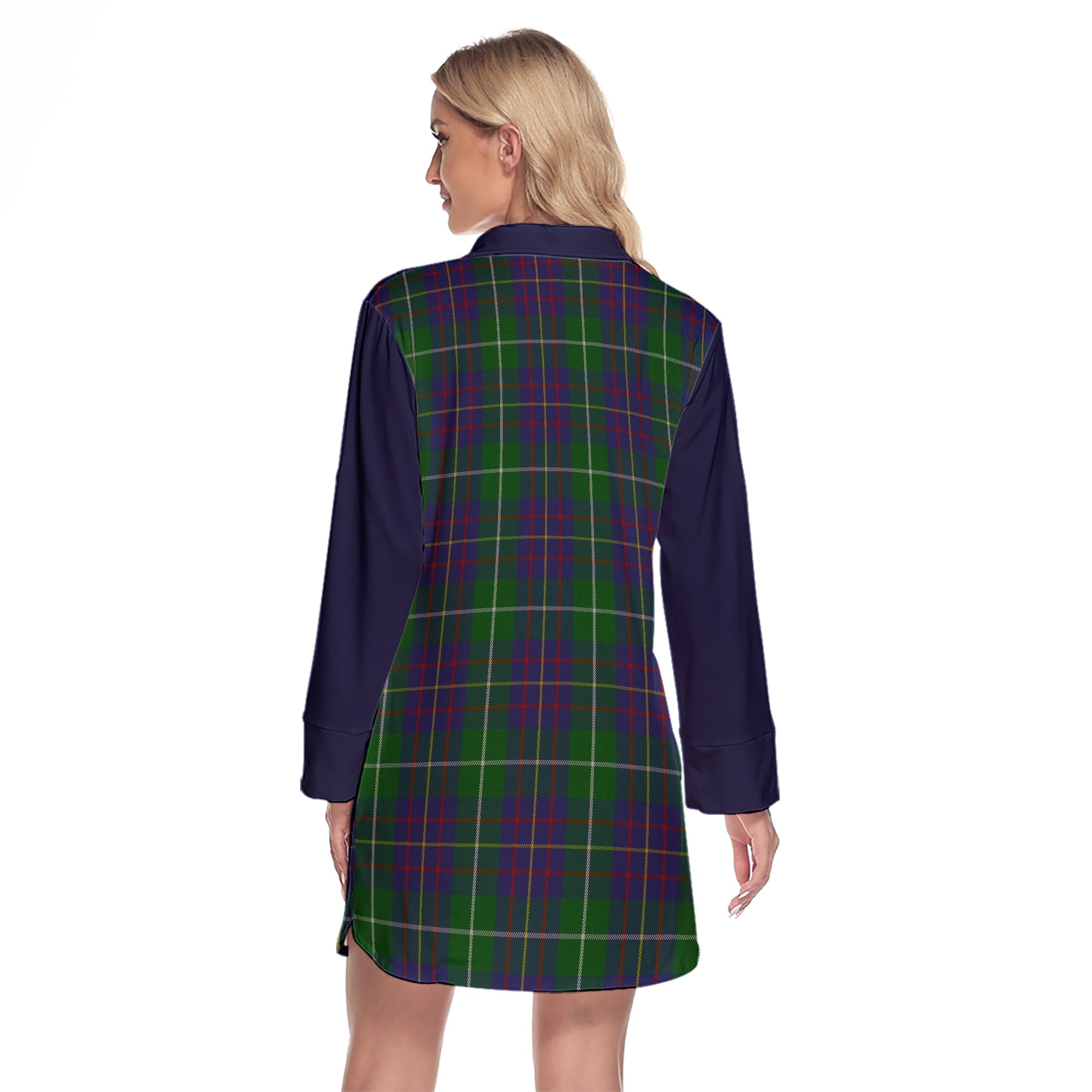 MacIntyre Inglis Tartan Women's Lapel Shirt Dress With Long Sleeve