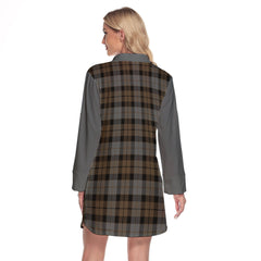 MacKay Weathered Tartan Women's Lapel Shirt Dress With Long Sleeve