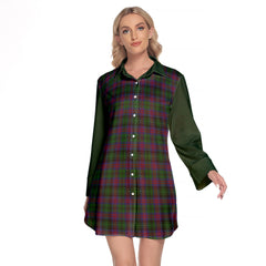 MacLachlan Hunting Tartan Women's Lapel Shirt Dress With Long Sleeve