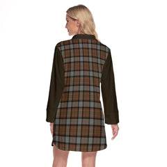 MacLaren Weathered Tartan Women's Lapel Shirt Dress With Long Sleeve