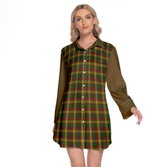 MacMillan Ancient Tartan Women's Lapel Shirt Dress With Long Sleeve