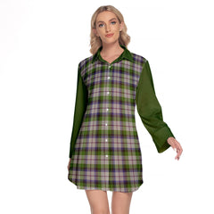 MacNaughton Dress Tartan Women's Lapel Shirt Dress With Long Sleeve