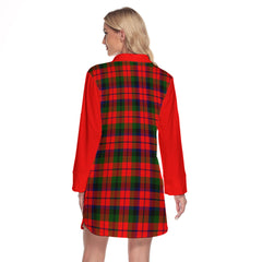 MacNaughton Modern Tartan Women's Lapel Shirt Dress With Long Sleeve