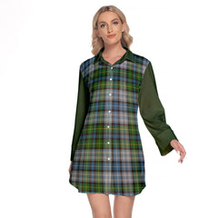 MacNeil Dress Tartan Women's Lapel Shirt Dress With Long Sleeve