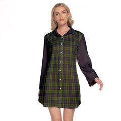 MacNeil Of Colonsay Tartan Women's Lapel Shirt Dress With Long Sleeve