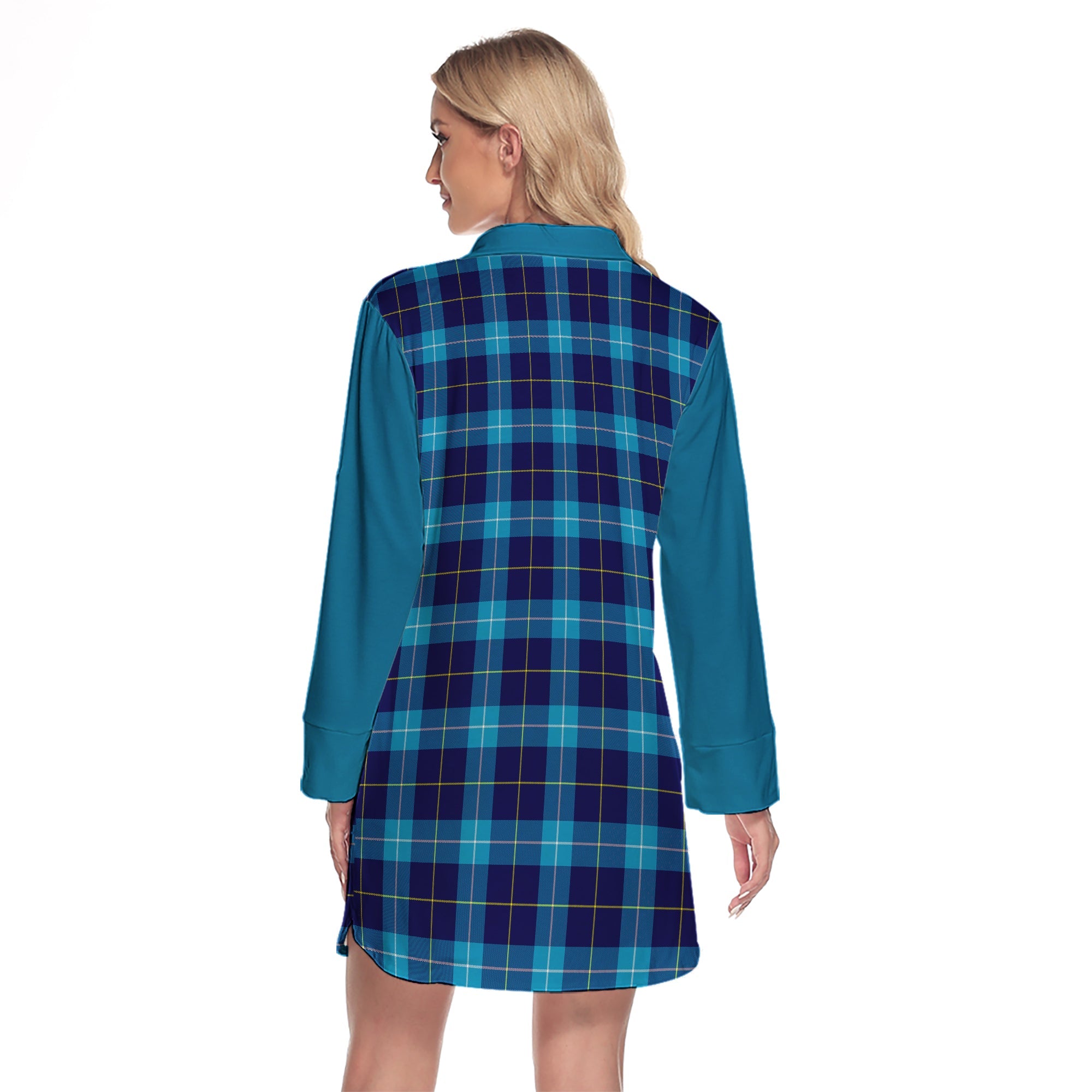 McKerrell Tartan Women's Lapel Shirt Dress With Long Sleeve