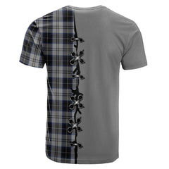 Menzies Black Dress Tartan T-shirt - Lion Rampant And Celtic Thistle Style