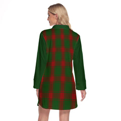 Middleton Tartan Women's Lapel Shirt Dress With Long Sleeve