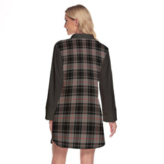 Moffat Modern Tartan Women's Lapel Shirt Dress With Long Sleeve