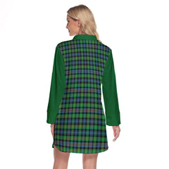 Murray Of Atholl Ancient Tartan Women's Lapel Shirt Dress With Long Sleeve