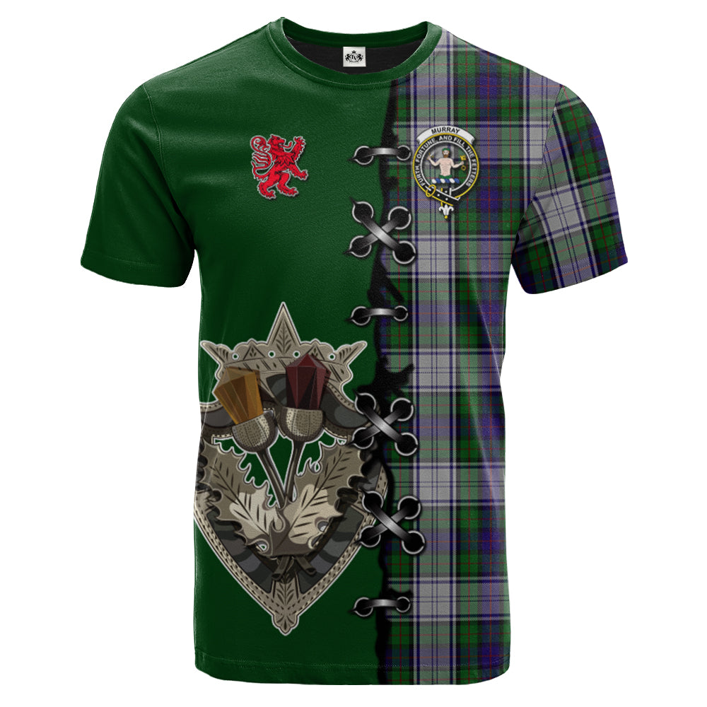 Murray of Atholl Dress Tartan T-shirt - Lion Rampant And Celtic Thistle Style