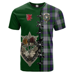 Murray of Atholl Dress Tartan T-shirt - Lion Rampant And Celtic Thistle Style