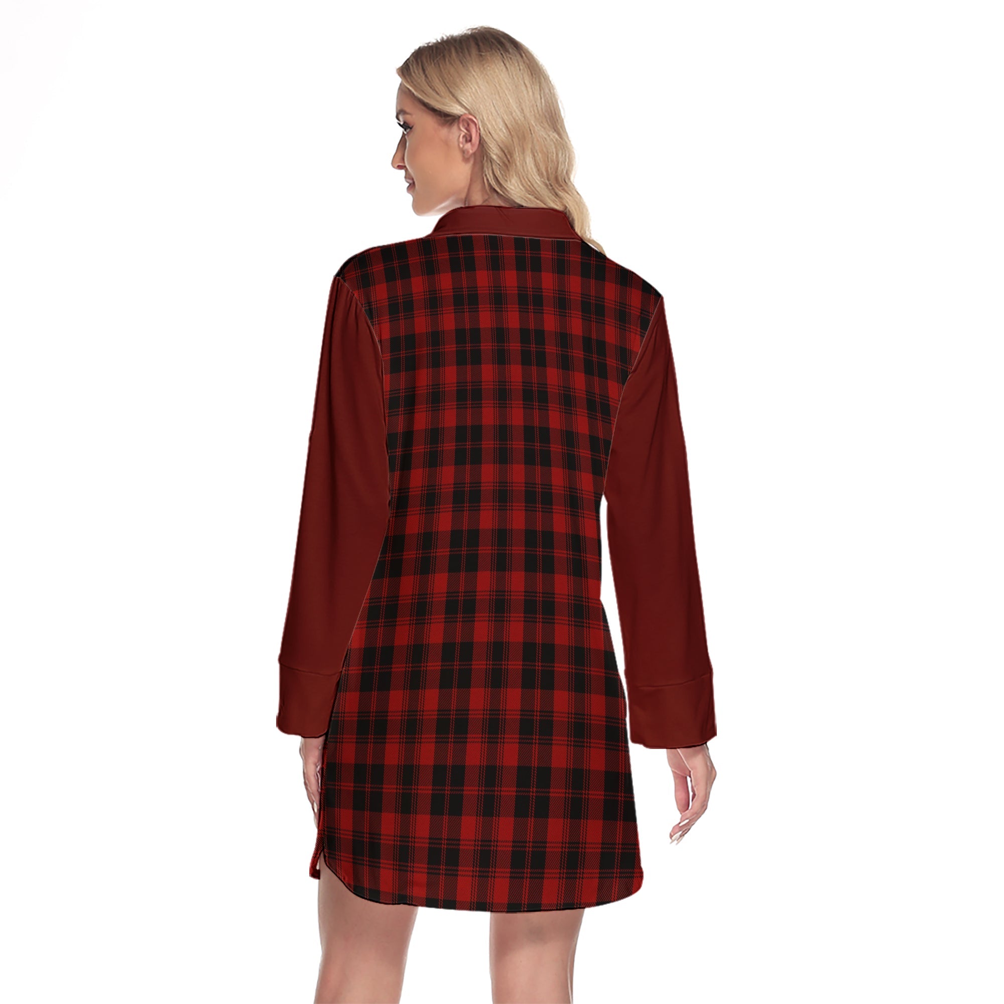 Murray Of Ochtertyre Tartan Women's Lapel Shirt Dress With Long Sleeve